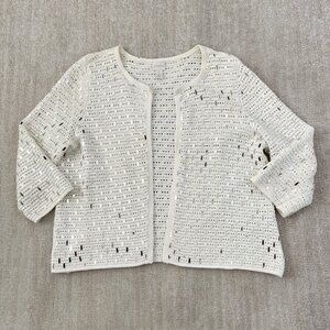 Chico’s Metallic Sequin Cotton Cardigan Sweater 2